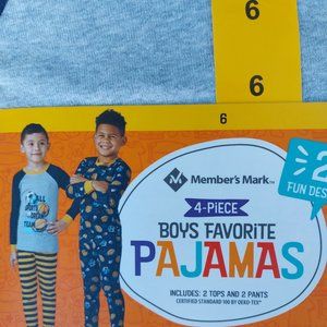 Member's Mark Children's 100% Cotton 4 Piece Long Sleeve Pajama Set